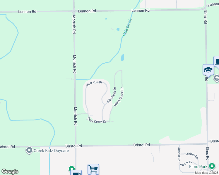 map of restaurants, bars, coffee shops, grocery stores, and more near 3301 Pine Run Drive in Swartz Creek