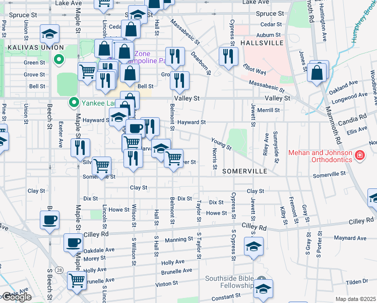 map of restaurants, bars, coffee shops, grocery stores, and more near 759 Harvard Street in Manchester