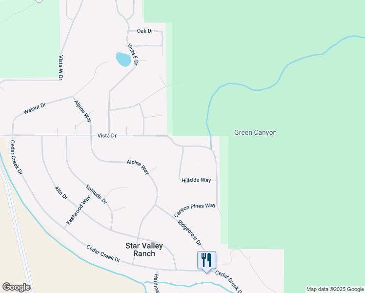 map of restaurants, bars, coffee shops, grocery stores, and more near 73 Hillside Way in Star Valley Ranch