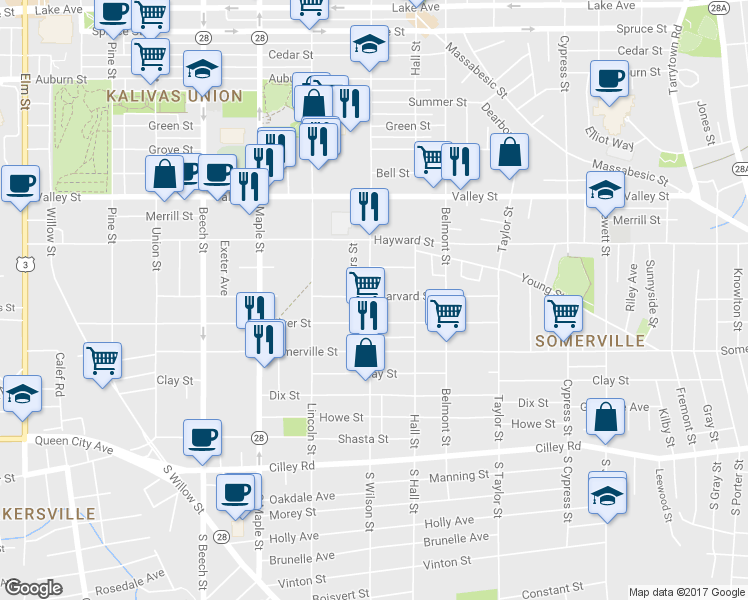 map of restaurants, bars, coffee shops, grocery stores, and more near 189 Wilson St in Manchester