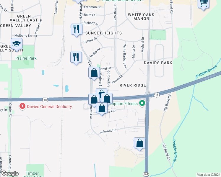 map of restaurants, bars, coffee shops, grocery stores, and more near 316 Darlene Drive in Waukesha