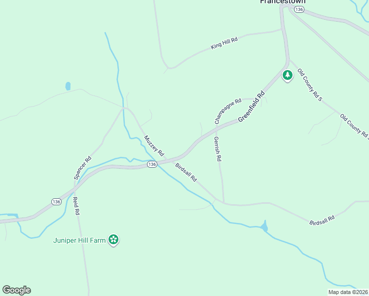 map of restaurants, bars, coffee shops, grocery stores, and more near 446 Greenfield Road in Francestown