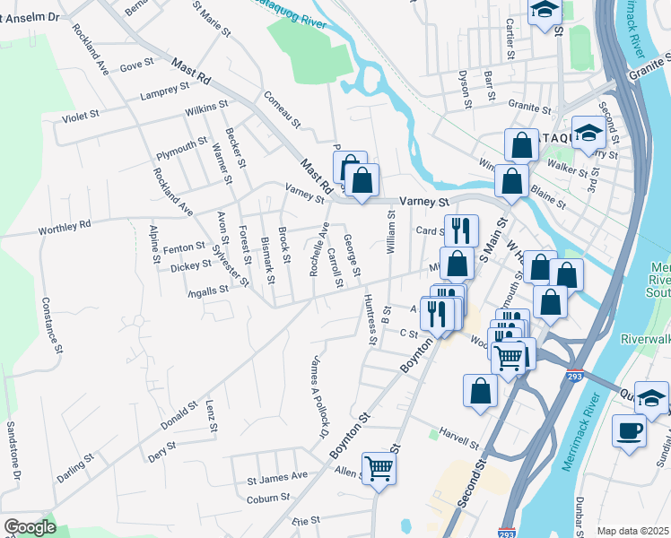 map of restaurants, bars, coffee shops, grocery stores, and more near 24 George Street in Manchester