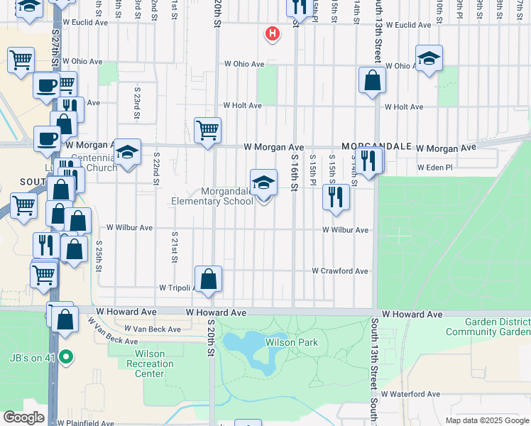 map of restaurants, bars, coffee shops, grocery stores, and more near 3651 South 18th Street in Milwaukee
