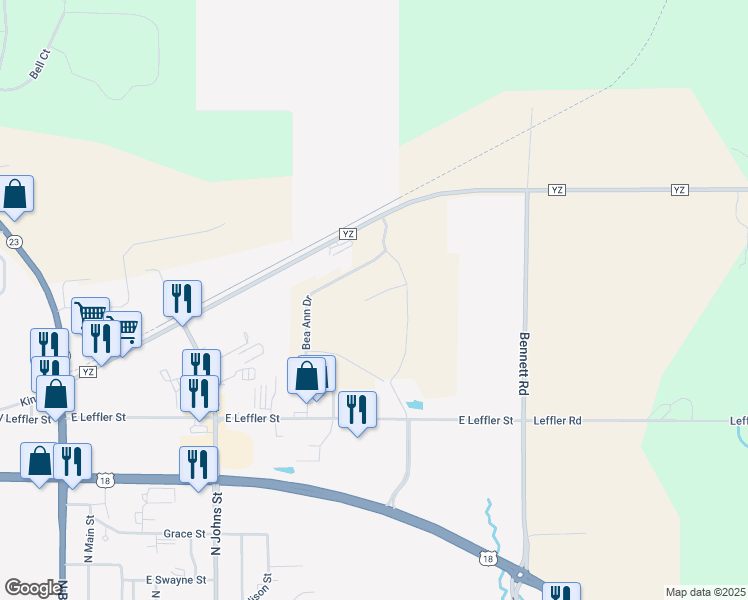 map of restaurants, bars, coffee shops, grocery stores, and more near 1433 Bea Ann Drive in Dodgeville