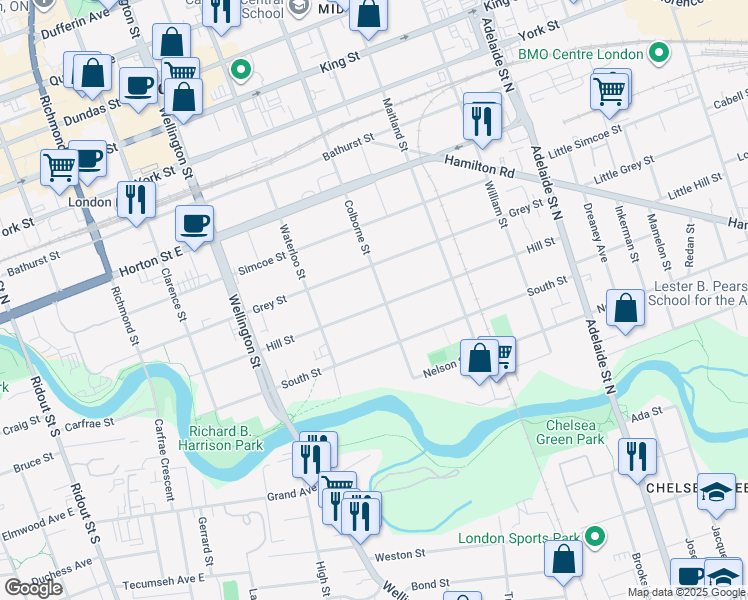 map of restaurants, bars, coffee shops, grocery stores, and more near 394 Hill Street in London
