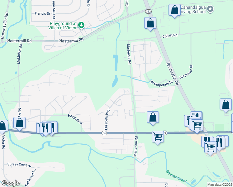map of restaurants, bars, coffee shops, grocery stores, and more near 1190 Clyde Drive in Farmington