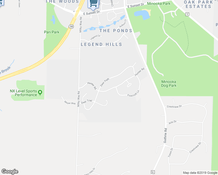 map of restaurants, bars, coffee shops, grocery stores, and more near 1656 Hunter Road in Waukesha