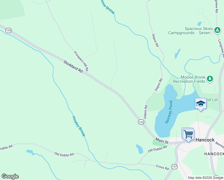 map of restaurants, bars, coffee shops, grocery stores, and more near 99 Lee Farm Road in Hancock