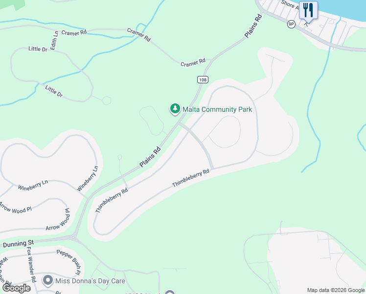 map of restaurants, bars, coffee shops, grocery stores, and more near 17 Thimbleberry Road in Ballston Spa