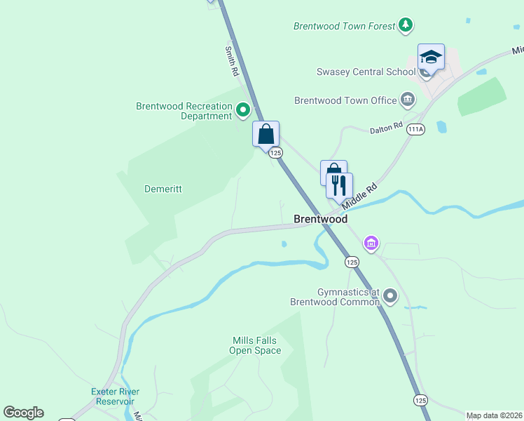 map of restaurants, bars, coffee shops, grocery stores, and more near 429 Middle Road in Brentwood