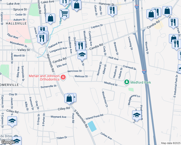 map of restaurants, bars, coffee shops, grocery stores, and more near 116 Benjamin Street in Manchester