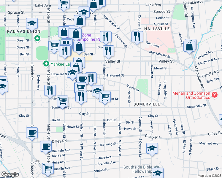 map of restaurants, bars, coffee shops, grocery stores, and more near 759 Harvard Street in Manchester