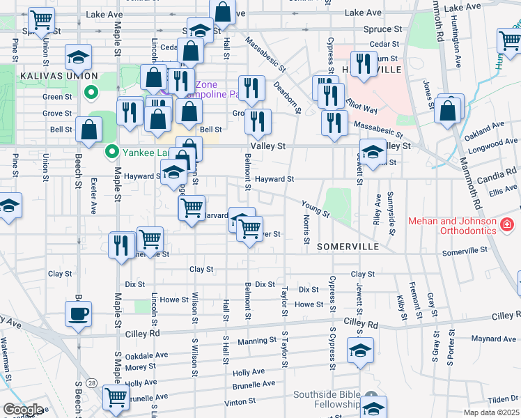 map of restaurants, bars, coffee shops, grocery stores, and more near 759 Harvard Street in Manchester