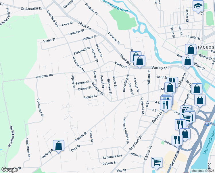 map of restaurants, bars, coffee shops, grocery stores, and more near 25 Forest Street in Manchester