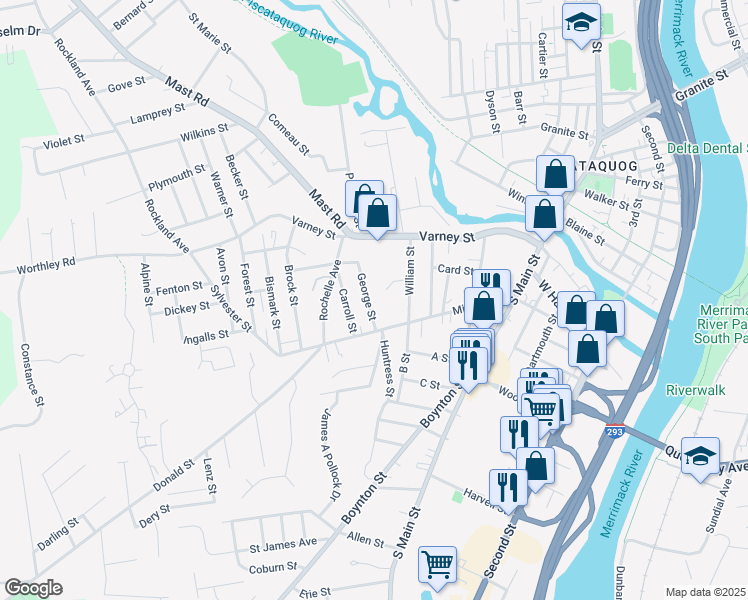 map of restaurants, bars, coffee shops, grocery stores, and more near 49 George Street in Manchester