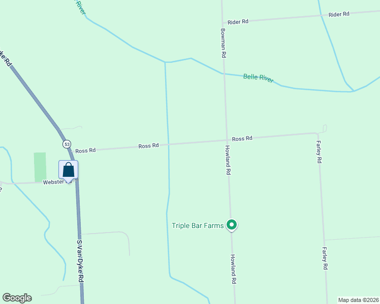 map of restaurants, bars, coffee shops, grocery stores, and more near 7412 Ross Road in Imlay City