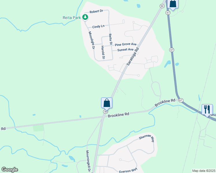 map of restaurants, bars, coffee shops, grocery stores, and more near 1427 Saratoga Road in Ballston Spa