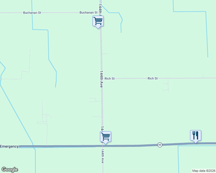 map of restaurants, bars, coffee shops, grocery stores, and more near 11512 144th Avenue in West Olive