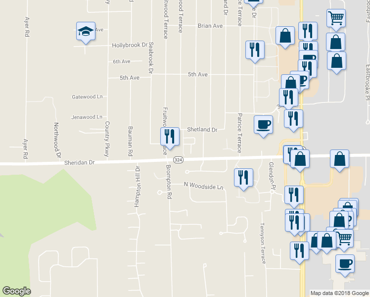 map of restaurants, bars, coffee shops, grocery stores, and more near 7 Stoneledge Court in Buffalo