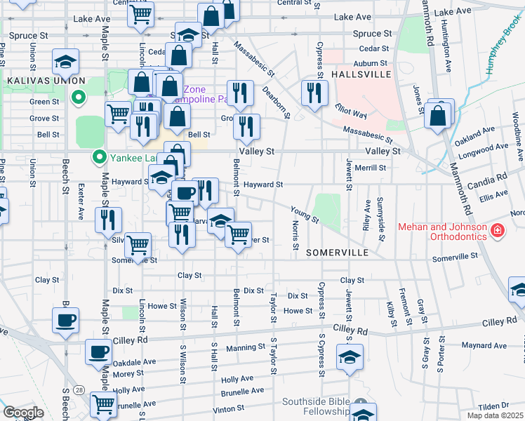 map of restaurants, bars, coffee shops, grocery stores, and more near 759 Harvard Street in Manchester