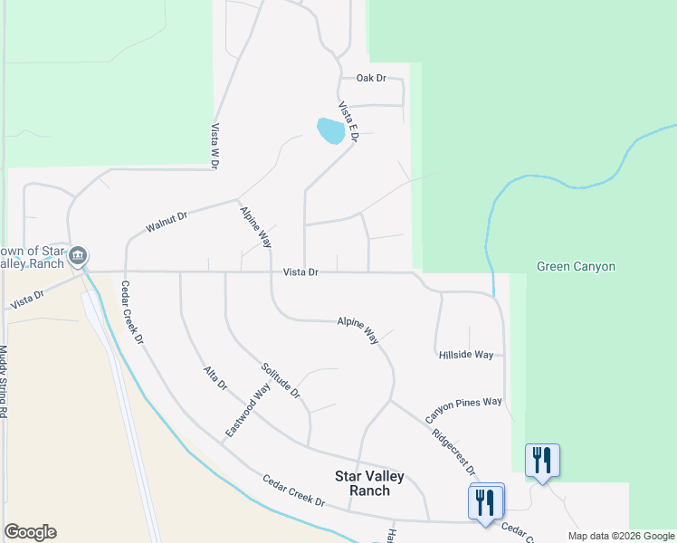 map of restaurants, bars, coffee shops, grocery stores, and more near 805 Vista Drive in Star Valley Ranch