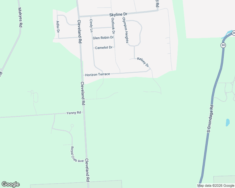 map of restaurants, bars, coffee shops, grocery stores, and more near 4993 Horizon Terrace in Syracuse