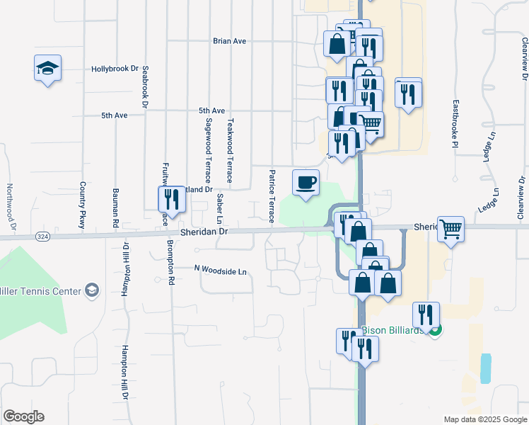 map of restaurants, bars, coffee shops, grocery stores, and more near 137 Shetland Drive in Buffalo