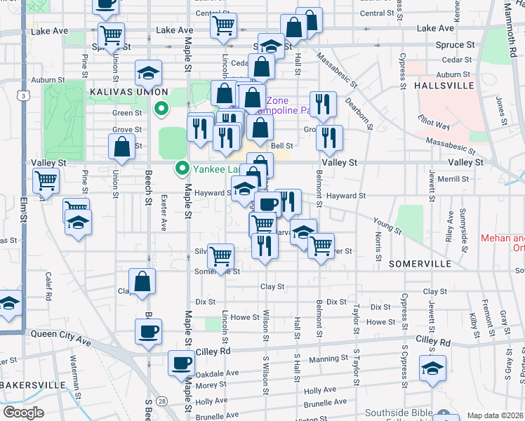map of restaurants, bars, coffee shops, grocery stores, and more near 230 Wilson Street in Manchester