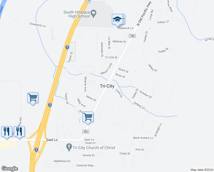 map of restaurants, bars, coffee shops, grocery stores, and more near in Tri-City