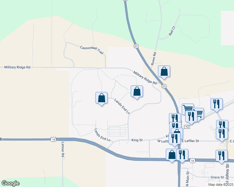 map of restaurants, bars, coffee shops, grocery stores, and more near in Dodgeville