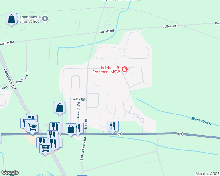 map of restaurants, bars, coffee shops, grocery stores, and more near 1225 Holland Drive in Farmington