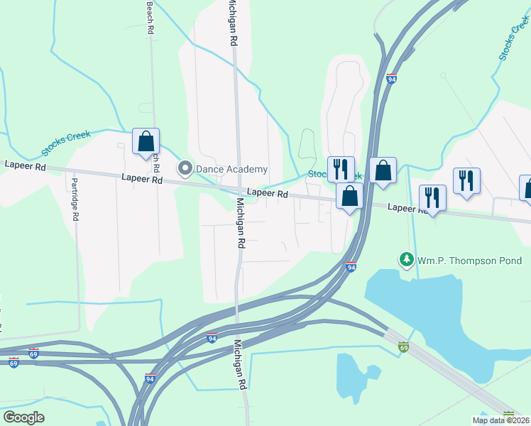 map of restaurants, bars, coffee shops, grocery stores, and more near 3939 Lapeer Road in Port Huron