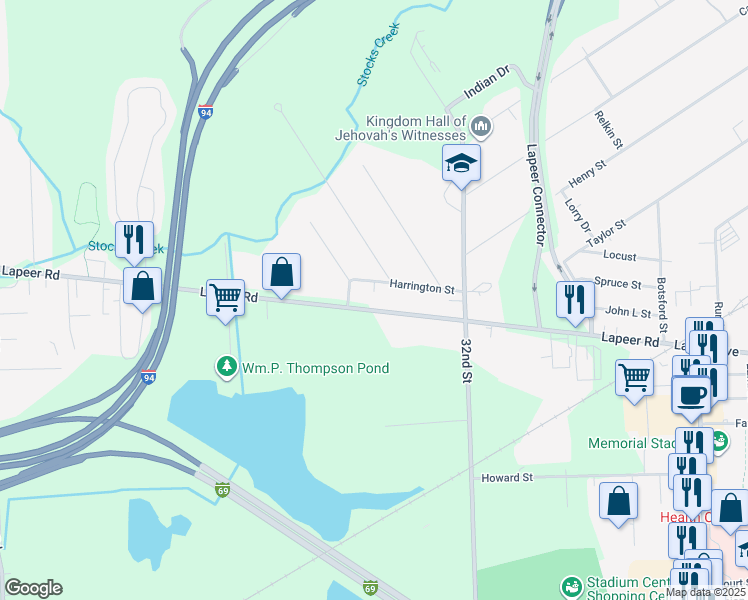 map of restaurants, bars, coffee shops, grocery stores, and more near 3356 Lapeer Road in Port Huron