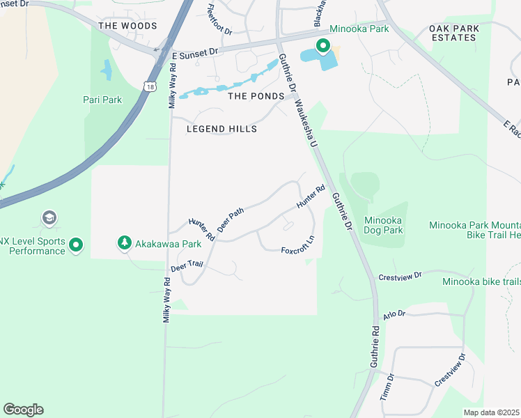 map of restaurants, bars, coffee shops, grocery stores, and more near 1847 Deer Path in Waukesha