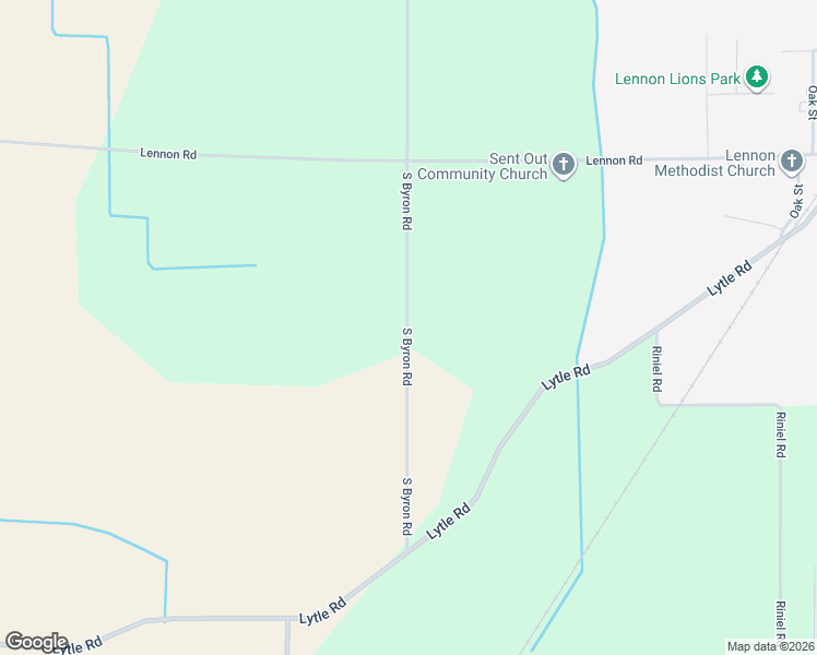 map of restaurants, bars, coffee shops, grocery stores, and more near 1401 South Byron Road in Lennon