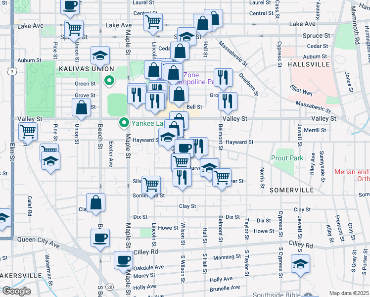 map of restaurants, bars, coffee shops, grocery stores, and more near 239 Wilson Street in Manchester