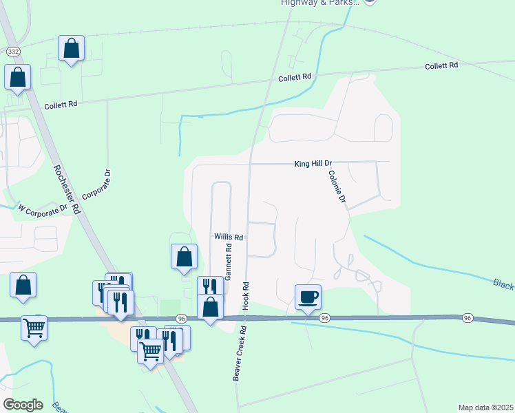 map of restaurants, bars, coffee shops, grocery stores, and more near 1123 Belmont Drive in Farmington