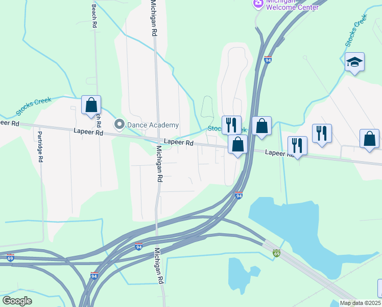 map of restaurants, bars, coffee shops, grocery stores, and more near 3895 Lapeer Road in Port Huron