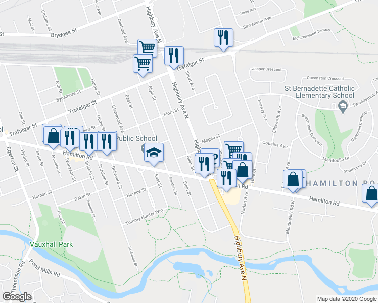 map of restaurants, bars, coffee shops, grocery stores, and more near 152 Giles Street in London