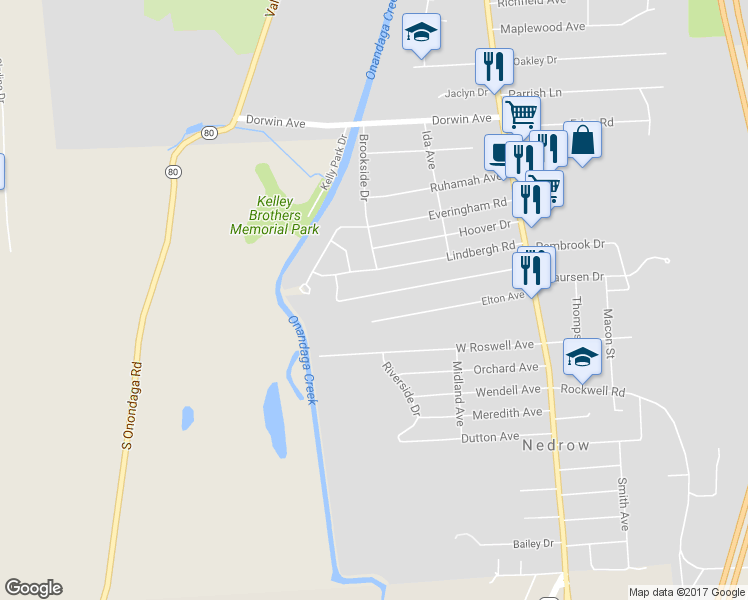 map of restaurants, bars, coffee shops, grocery stores, and more near 199 Leonard Avenue in Syracuse