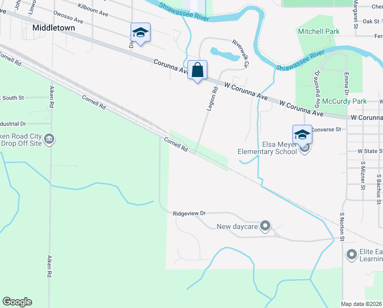 map of restaurants, bars, coffee shops, grocery stores, and more near 1868 Cornell Road in Corunna