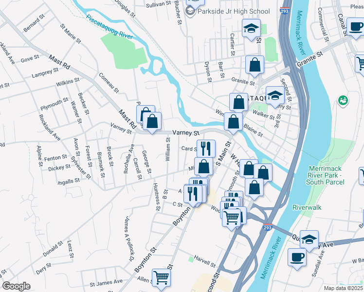 map of restaurants, bars, coffee shops, grocery stores, and more near 64 Riddle Street in Manchester