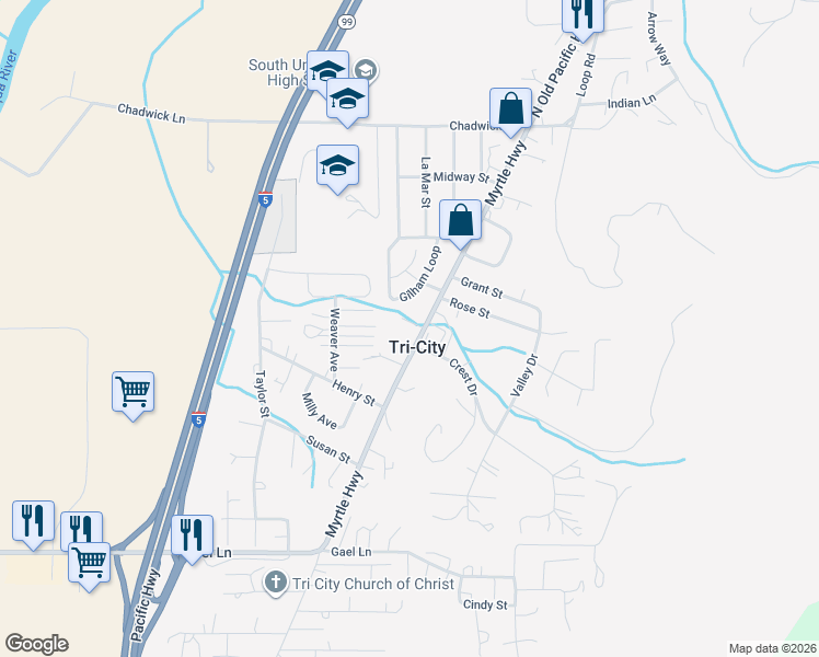 map of restaurants, bars, coffee shops, grocery stores, and more near in Tri-City