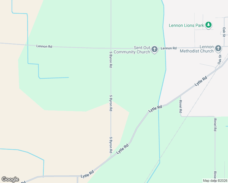 map of restaurants, bars, coffee shops, grocery stores, and more near 1401 South Byron Road in Lennon