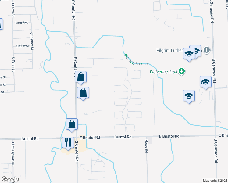 map of restaurants, bars, coffee shops, grocery stores, and more near 3346 Royal Oak in Burton