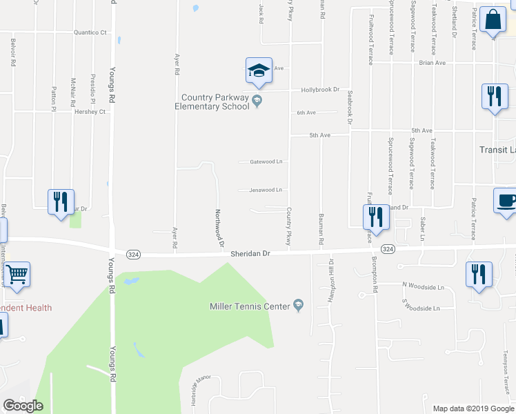 map of restaurants, bars, coffee shops, grocery stores, and more near 70 Country Parkway in Buffalo