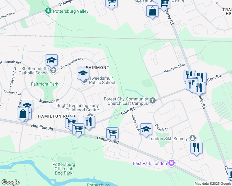 map of restaurants, bars, coffee shops, grocery stores, and more near 94 Eldorado Avenue in London