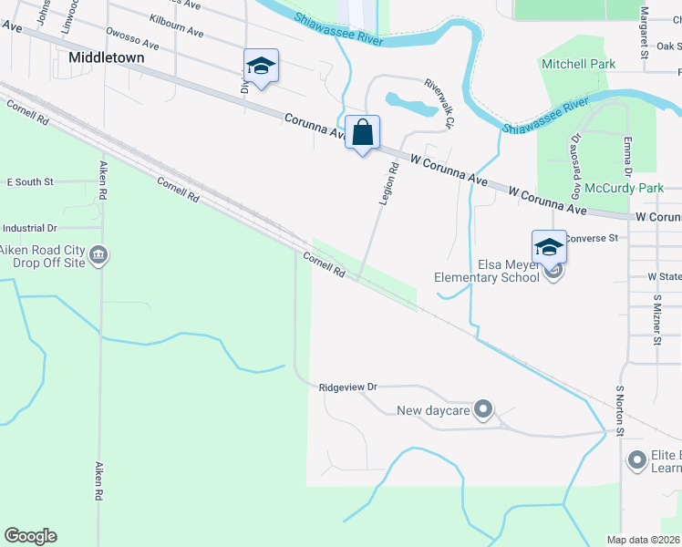 map of restaurants, bars, coffee shops, grocery stores, and more near 1820-1868 Cornell Road in Corunna