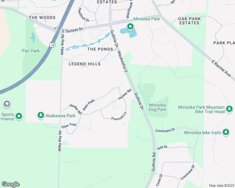 map of restaurants, bars, coffee shops, grocery stores, and more near 1805 Deer Path in Waukesha